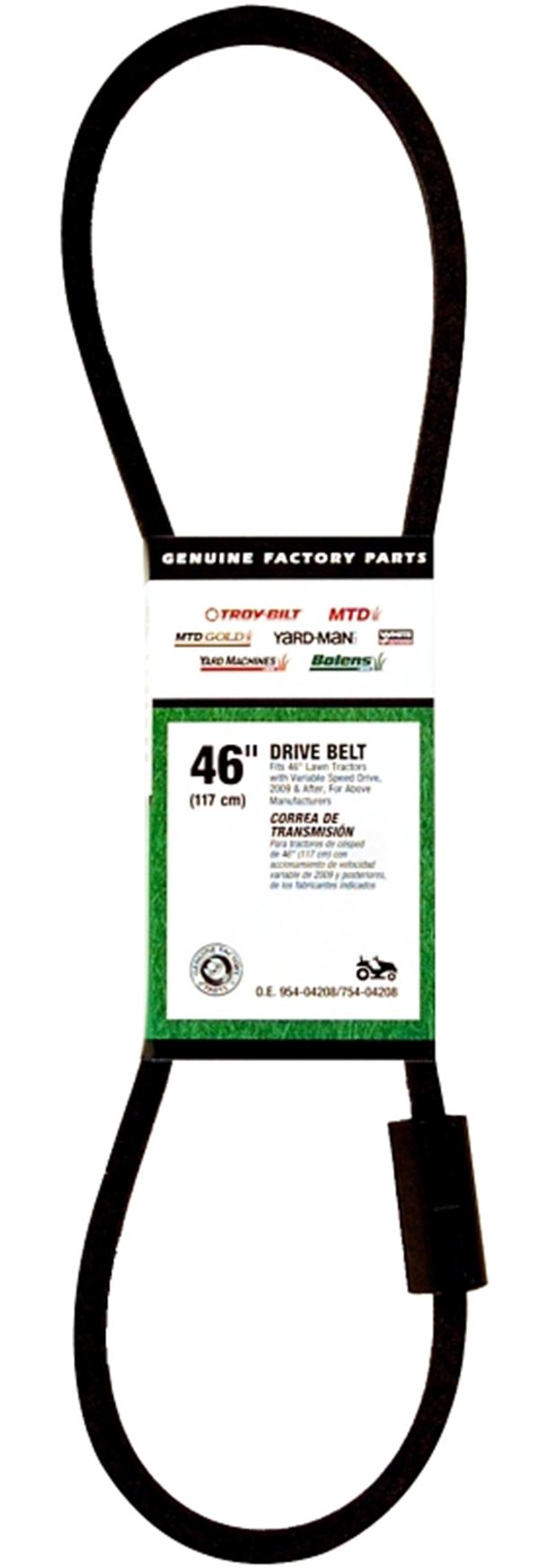 MTD 490-501-M007 Transmission Drive Belt, 46 in L, 3/8 in W, 46 in Deck