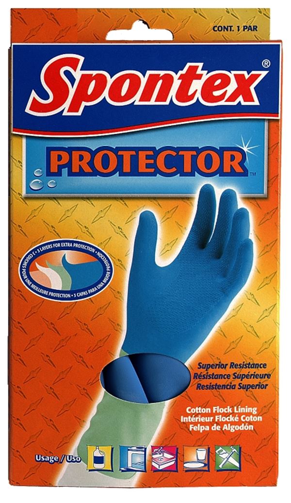 Spontex 11951 Protector Gloves, S, Rubber, Blue