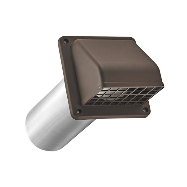 Lambro 224BS Hood Vent, 6.49 in W Hood, 4.81 in H Hood, 4 in Duct, Plastic Hood, Brown Hood