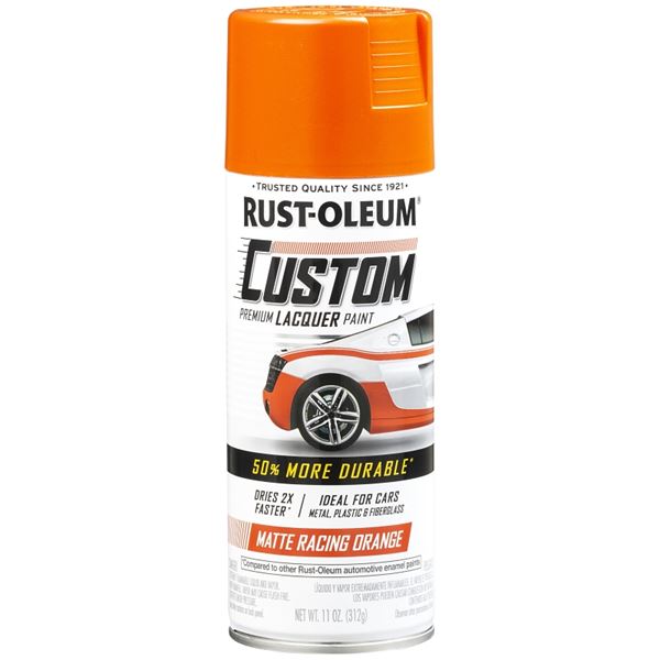 Rust-Oleum 340564 Premium Custom Lacquer Paint, Matte, Racing Orange, 11 oz, Aerosol Can