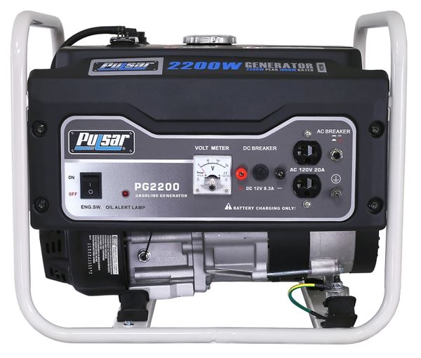 Pulsar PG2200R Generator, 12/17 A, 120 VAC/12 VDC, Gasoline, 1.5 gal Tank, 12 hr Run Time, Recoil Start