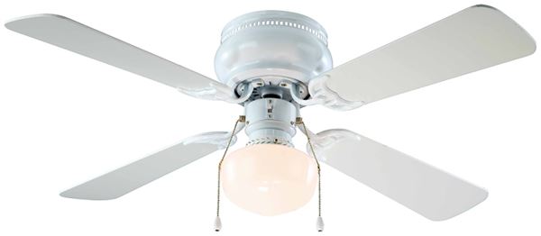 Boston Harbor Ceiling Fan, 3-Speed, 4-Blade, 42 in Sweep, Bleached Oak/White, With Lights: Yes