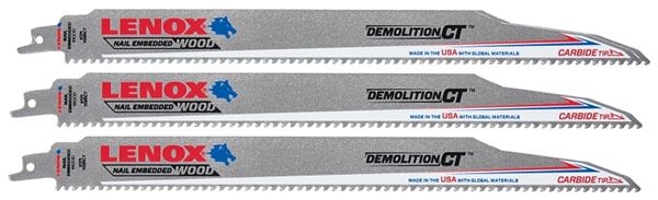 Lenox 2058827 Reciprocating Saw Blade, 1 in W, 12 in L, 6 TPI, Carbide Cutting Edge