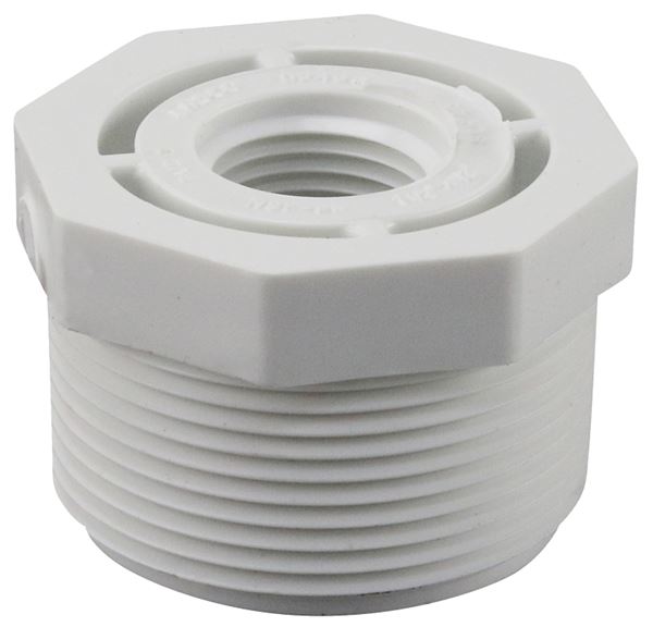 Genova 300 Series 34355 Reducing Bushing, 1-1/2 x 1/2 in, MIP x FIP, White, SCH 40 Schedule