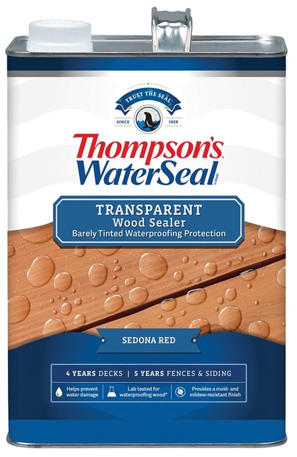 Thompson's WaterSeal TH.091401-16 Wood Sealer, Transparent, Liquid, Sedona Red, 1 gal, Pack of 4