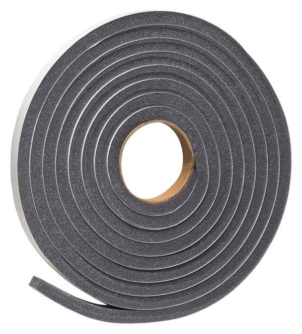 Frost King L346 Foam Tape, 3/4 in W, 17 ft L, 1/2 in Thick, Polyfoam, Charcoal