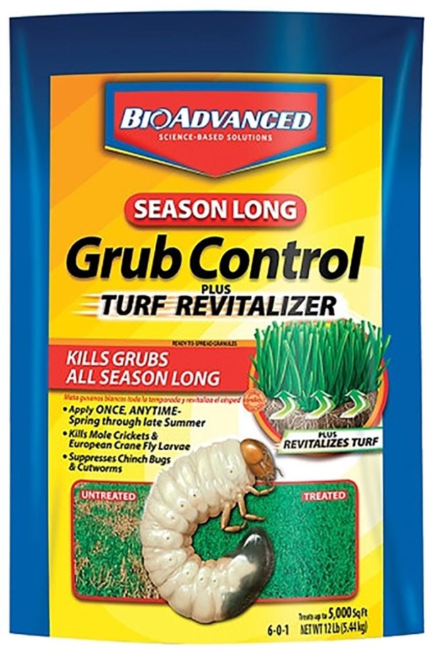 BioAdvanced 700710M Grub Control Plus Turf Revitalizer, Granular, Spreader Application, Outdoor, 12 lb Bag