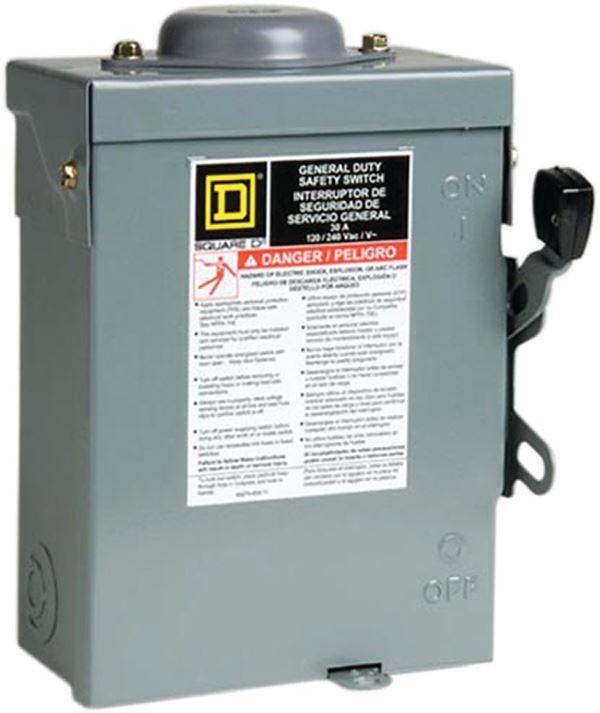 Square D D221NRBCP Safety Switch, 2 -Pole, 30 A, 240 V, Lug Terminal