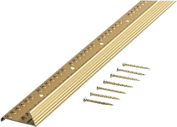 M-D 79137 Fluted Carpet Gripper, 72 in L, 1-3/8 in W, Aluminum, Satin Brass