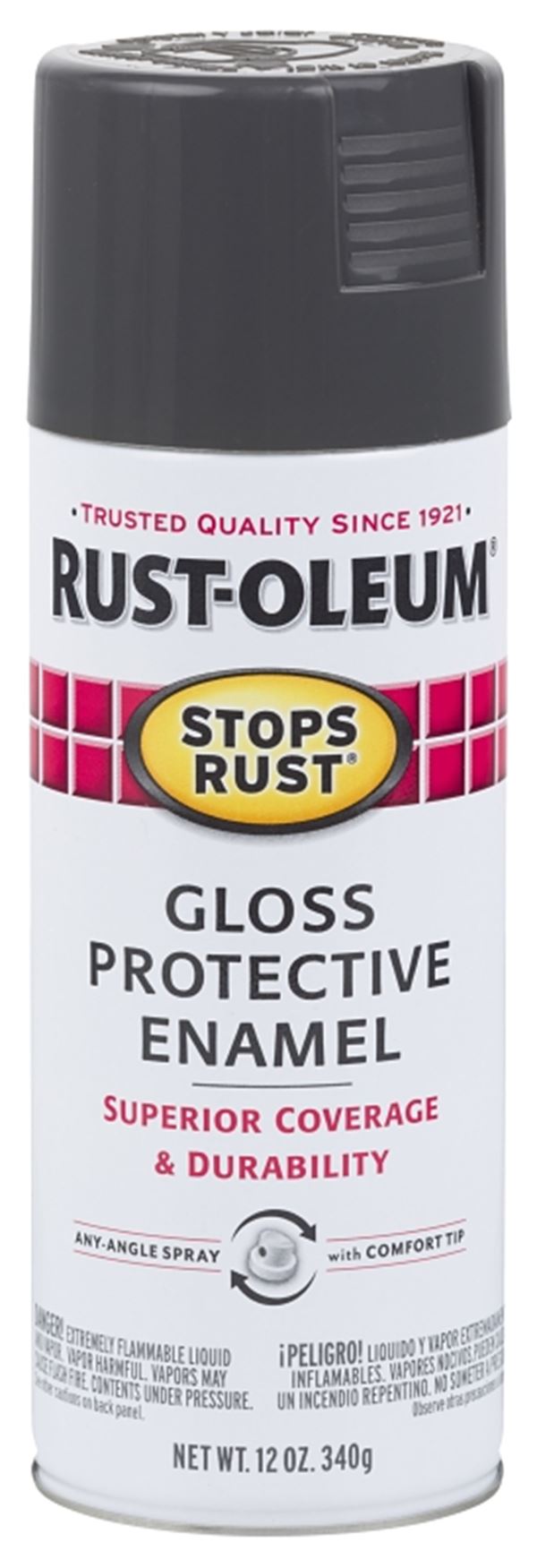 Rust-Oleum 7784830 Rust Preventative Spray Paint, Gloss, Charcoal Gray, 12 oz, Can