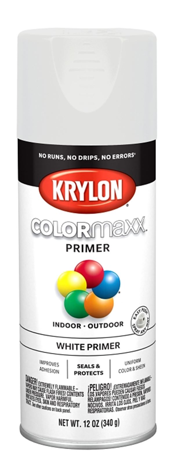 Krylon COLORmaxx K05584007 Primer, White, 12 oz