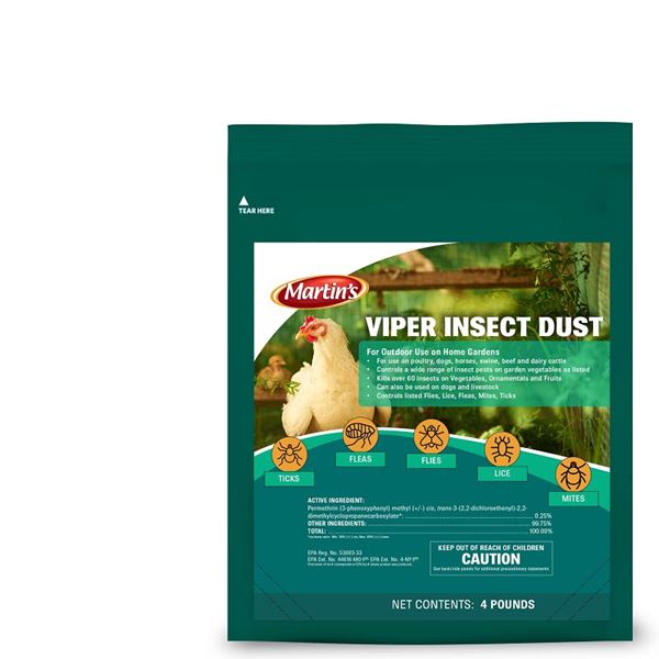 Martin's 82104017 Viper Insecticide Dust, Fine Powder, Home and Garden, 4 lb