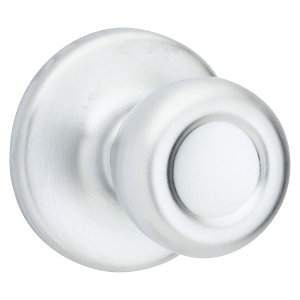 Kwikset 200M 26D CP Passage Knob, Satin Chrome, 1-3/8 to 1-3/4 in Thick Door, 2-1/4 in Strike