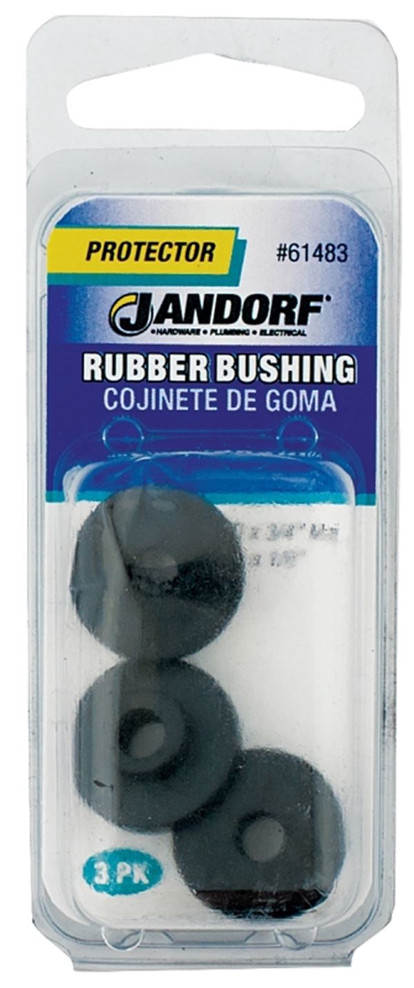 Jandorf 61483 Conduit Bushing, 7/32 in Dia Cable, Rubber, Black, 3/16 in Thick Panel