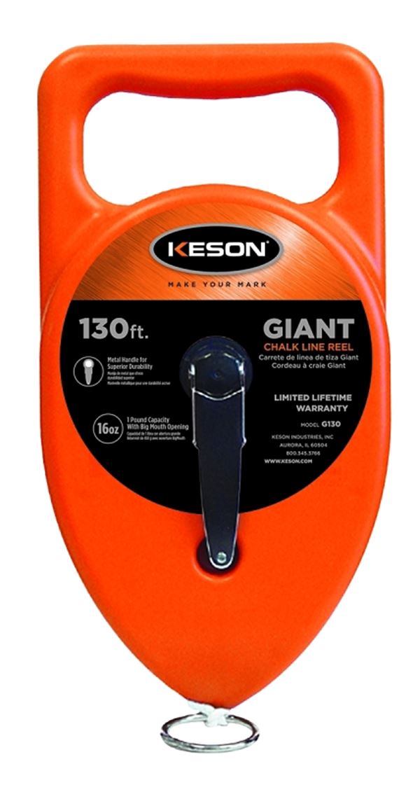 Keson G130 Chalk Line Reel, 130 ft L Line