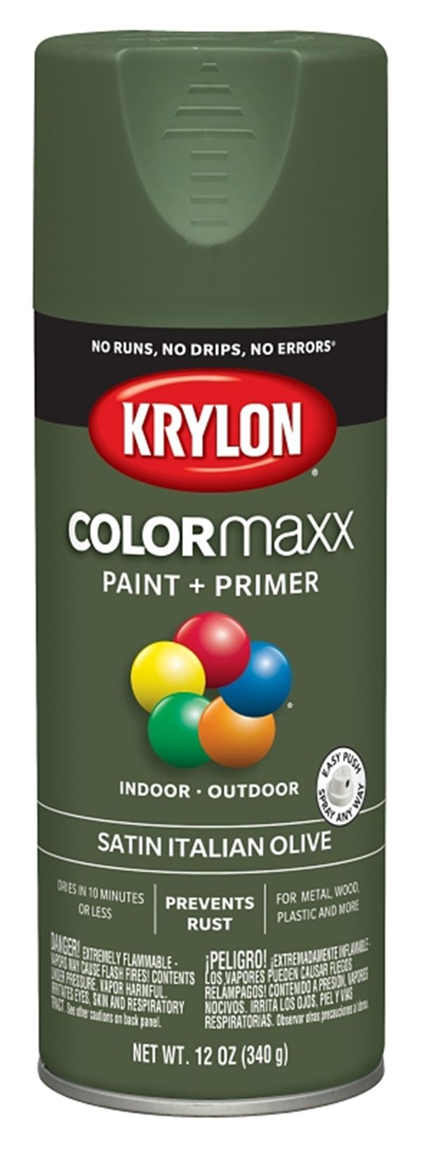 Krylon K05566007 Enamel Spray Paint, Satin, Italian Olive, 12 oz, Can