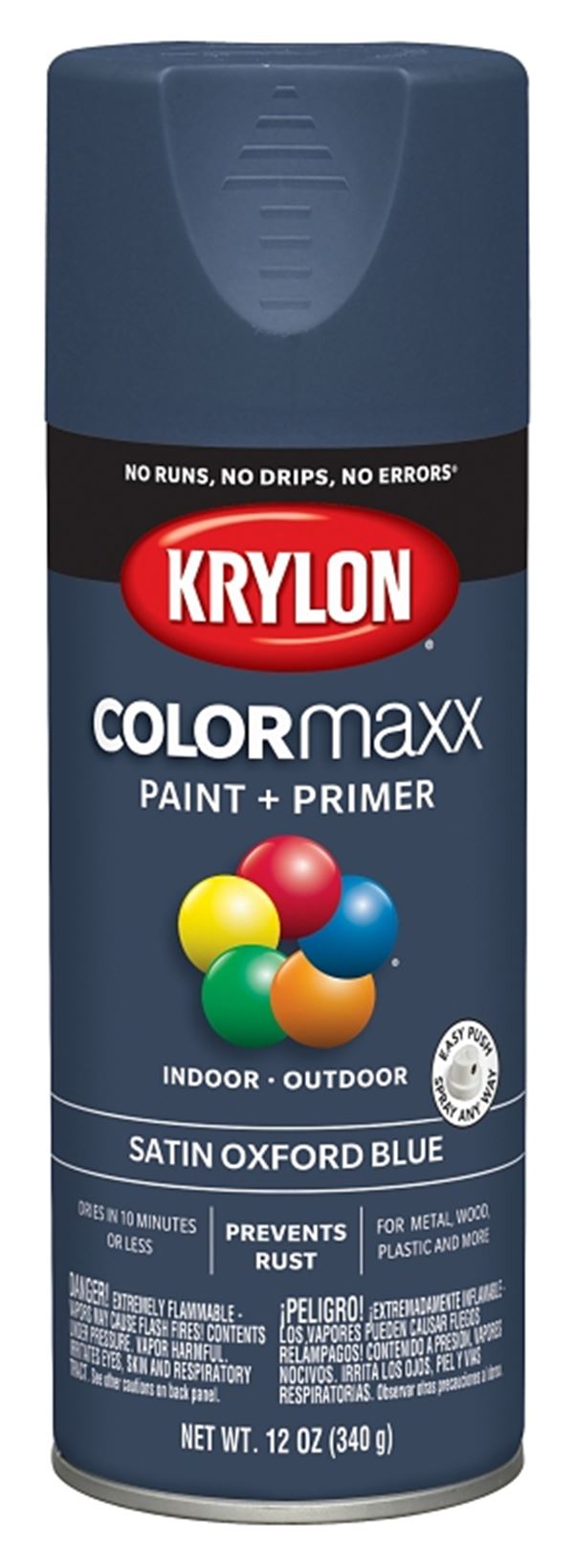 Krylon K05571007 Enamel Spray Paint, Satin, Oxford Blue, 12 oz, Can