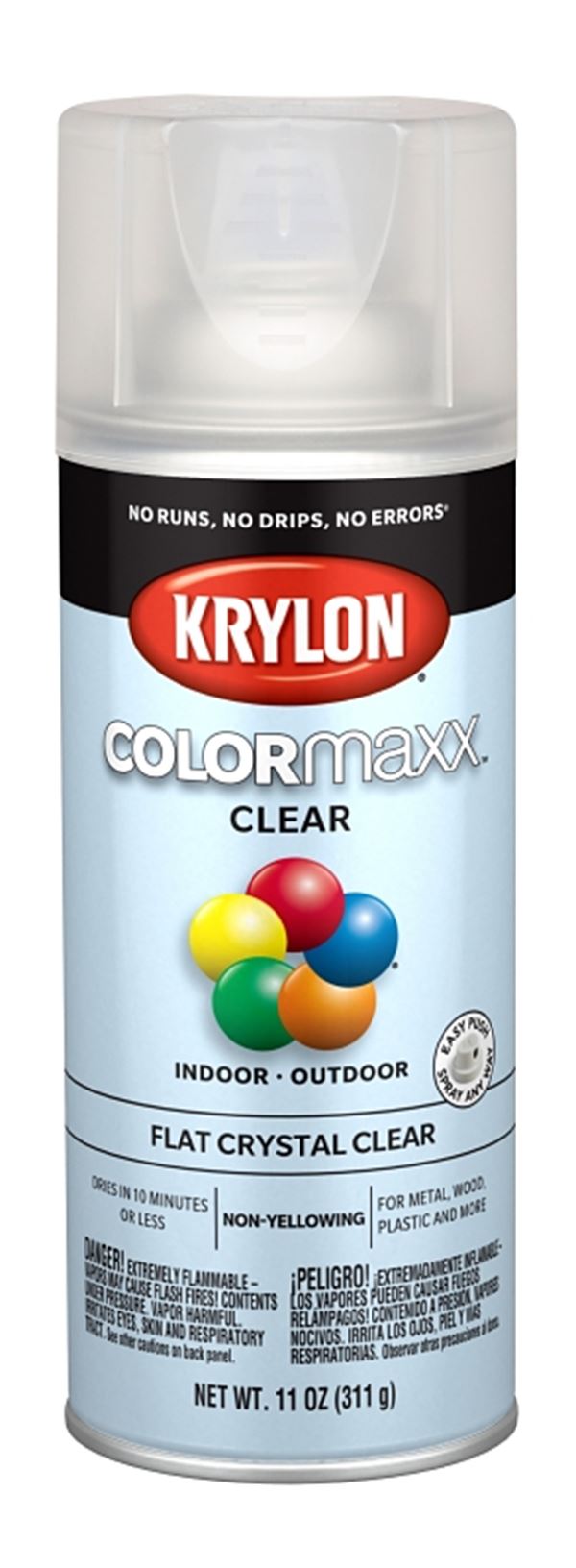 Krylon K05547007 Enamel Spray Paint, Flat, Clear, 11 oz, Can