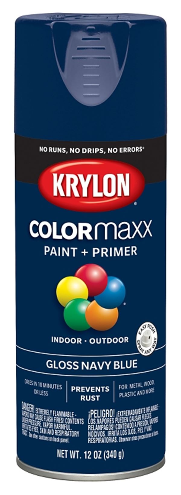 Krylon K05529007 Enamel Spray Paint, Gloss, Navy Blue, 12 oz, Can