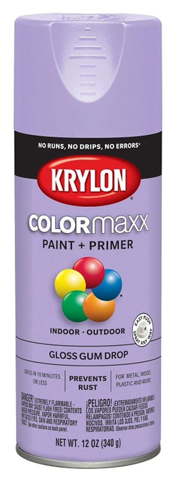 Krylon K05521007 Enamel Spray Paint, Gloss, Gum Drop, 12 oz, Can