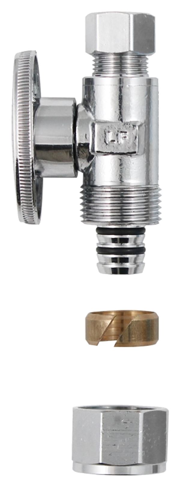 Plumb Pak PP2887EZ No Crimp Straight Stop Valve, 1/2 x 3/8 in Connection, PEX Barb x Compression, Brass Body