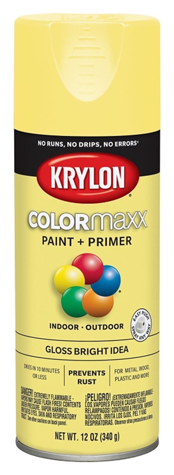 Krylon K05507007 Enamel Spray Paint, Gloss, Bright Idea, 12 oz, Can