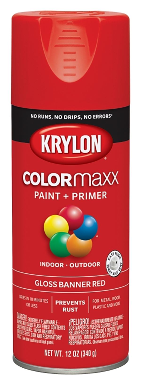 Krylon K05503007 Enamel Spray Paint, Gloss, Banner Red, 12 oz, Can