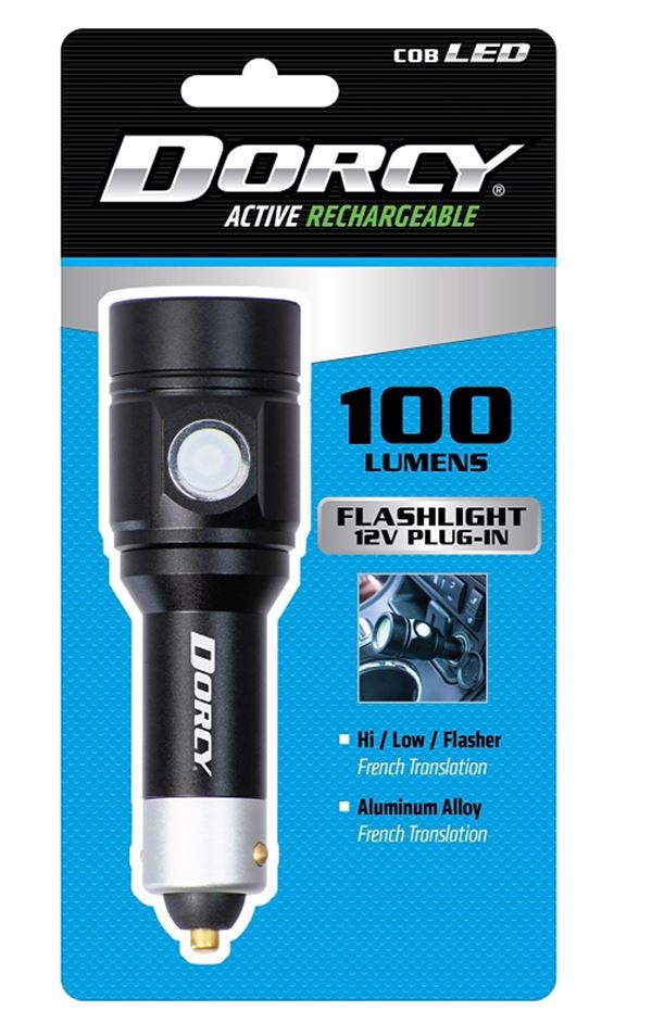 Dorcy 41-1240 Rechargeable Flashlight, Lithium Battery, 100 Lumens Lumens, 110 m Beam Distance, 2 hr Run Time, Black