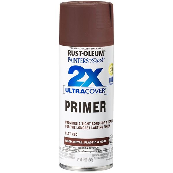 Rust-Oleum Painter's Touch 2X Ultra Cover 334018 General Purpose Primer, Red, Flat, 12 oz