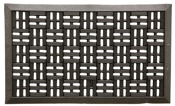 Fanmats 58780 Boot/Shoe Scraper Mat, 30 in L, 18 in W, Bacova Trellis Pattern, Rubber Surface, Black