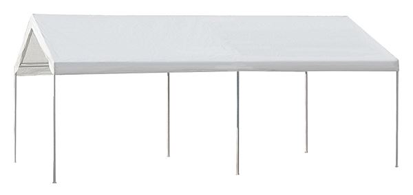 Seasonal Trends 22006200010 Carport, 10 ft L, 20 ft W, 10.3 ft H, Steel Frame, Polyethylene Canopy, White Canopy