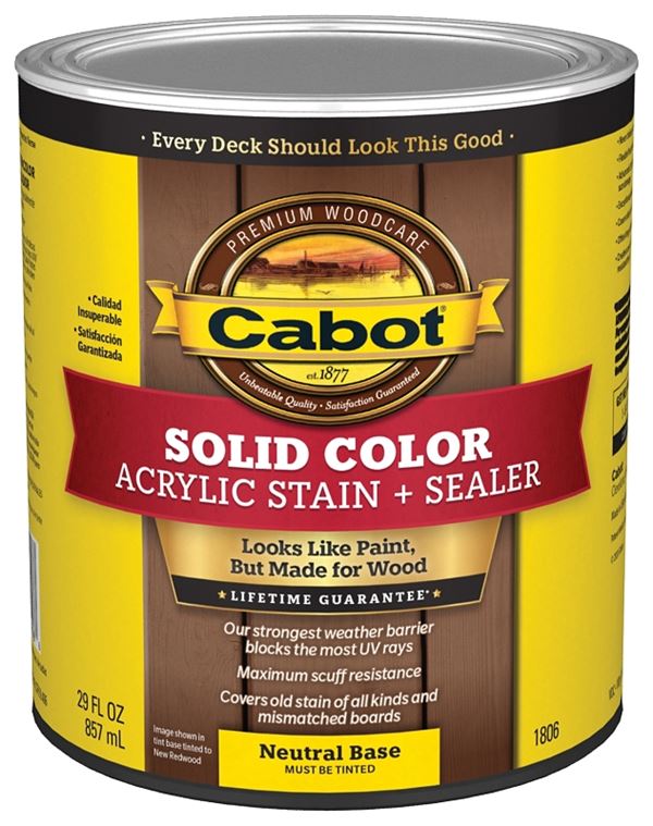 Cabot 1800 Series 140.0001806.005 Decking Stain, Low-Luster, Neutral Base, Liquid, 1 qt, Can