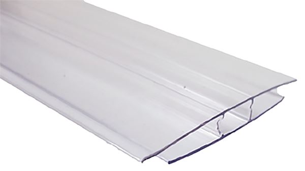 Tuftex 854 Multi-Wall H-Channel, 8 ft L, Polycarbonate, Clear