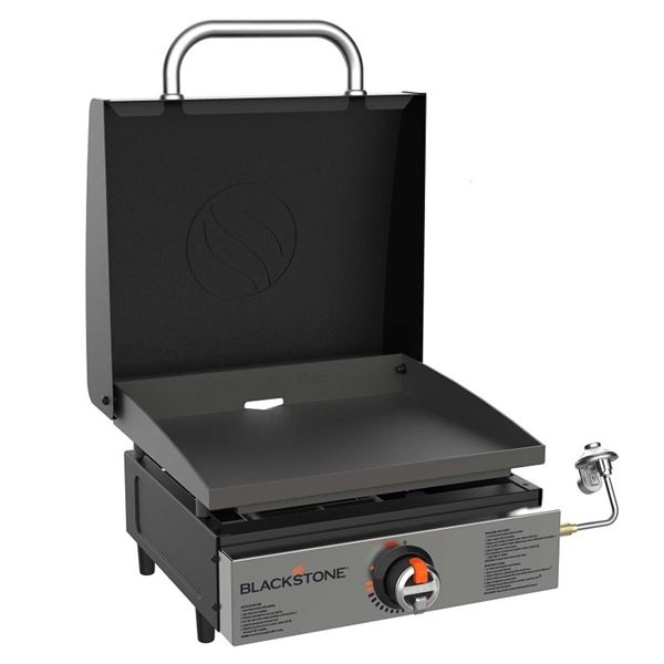 Blackstone ORIGINAL Series 1814 Tabletop Griddle with Hood, 12,500 Btu, Propane, 1-Burner, Side Shelf Included: No