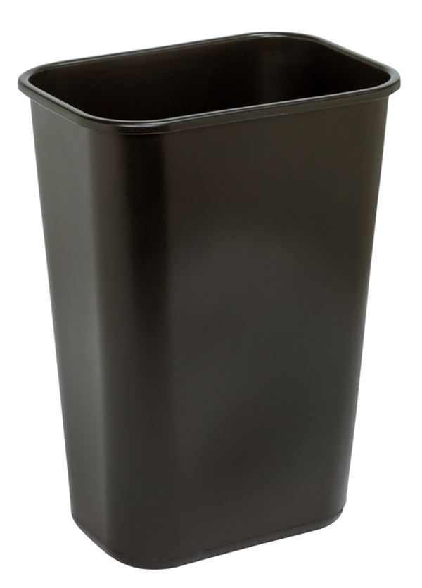 Continental Commercial 4114BK Waste Basket, 41.125 qt, Plastic, Black, 19-7/8 in H