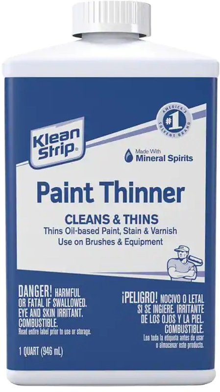 Klean Strip QKPT943 Paint Thinner, Liquid, Free, Clear, Water White, 1 qt, Can, Pack of 4