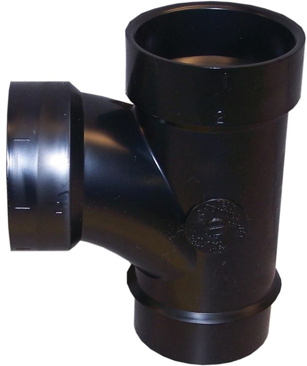 Canplas 105152LBC Sanitary Pipe Tee, 2 in, Spigot x Hub, ABS, Black