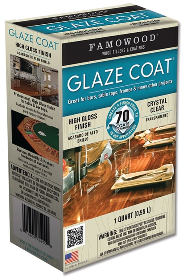 Famowood 5050080 Glaze Epoxy Coating, Liquid, Slight, Clear, 1 qt, Container