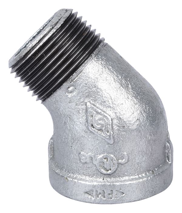 ProSource PPG121-25 Pipe Elbow, 1 in, Male x Female, 45 deg Angle, Steel, SCH 40 Schedule, 300 psi Pressure