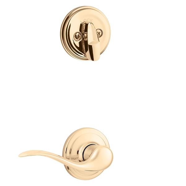 Kwikset 966TNL3LH Handleset Interior Trim, Polished Brass, Left Hand