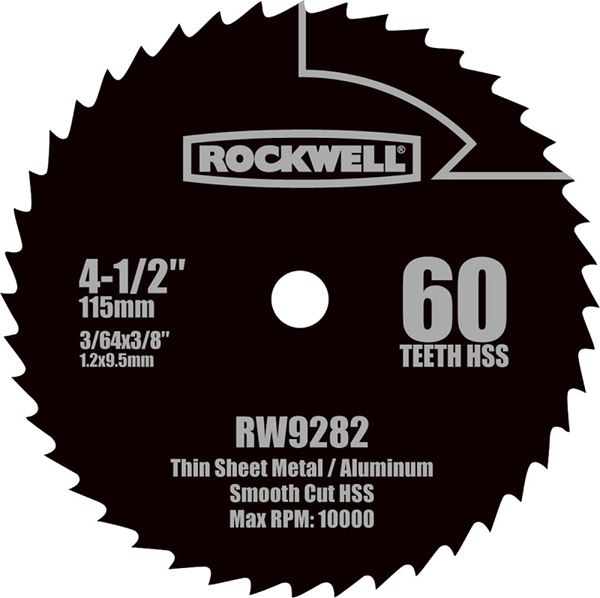 Rockwell RW9282 Circular Saw Blade, 4-1/2 in Dia, 3/8 in Arbor, 60-Teeth