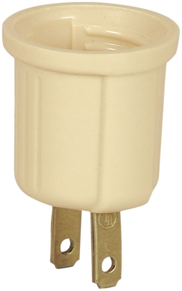 Eaton Wiring Devices BP738V Lamp Holder Adapter, 660 W, 2-Outlet, Thermoplastic, Ivory, Pack of 5