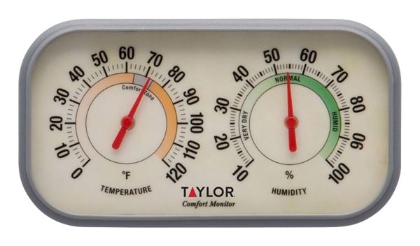 Taylor 5506 Monitor Thermometer and Humidity Reader, 0 to 120 deg F, 10 to 100 % Humidity Range