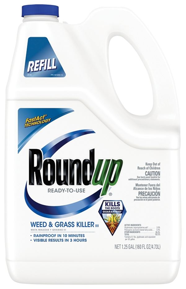 Roundup 5003810 Weed and Grass Killer III Refill, Liquid, Spray Application, 1.25 gal Bottle