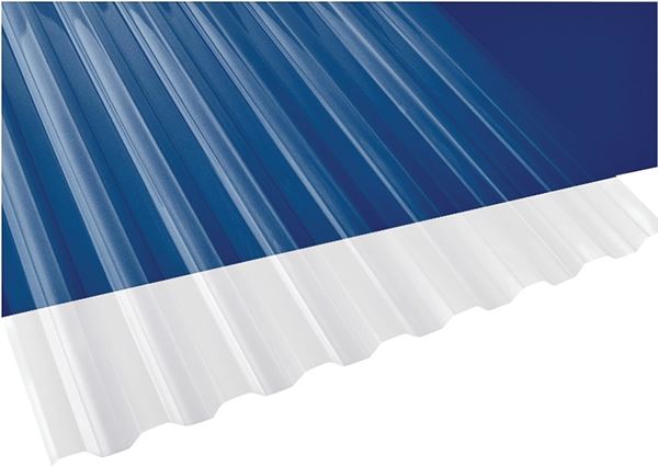 Suntuf 101699 Corrugated Panel, 12 ft L, 26 in W, Greca 76 Profile, 0.032 Thick Material, Polycarbonate, Clear, Pack of 10