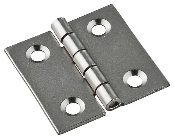 National Hardware N211-013 Decorative Broad Hinge, 1 in H Door Leaf, 1/32 in Thick Door Leaf, Steel, Satin Nickel