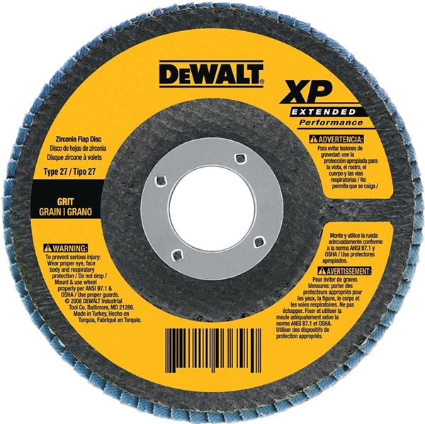 DeWALT DW8313 Flap Disc, 4-1/2 in Dia, 5/8-11 Arbor, Coated, 80 Grit, Medium, Zirconia Abrasive