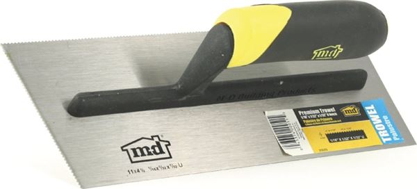 M-D 20051 Tile Installation Trowel, 11 in L, 4-1/2 in W, U Notch, Comfort-Grip Handle