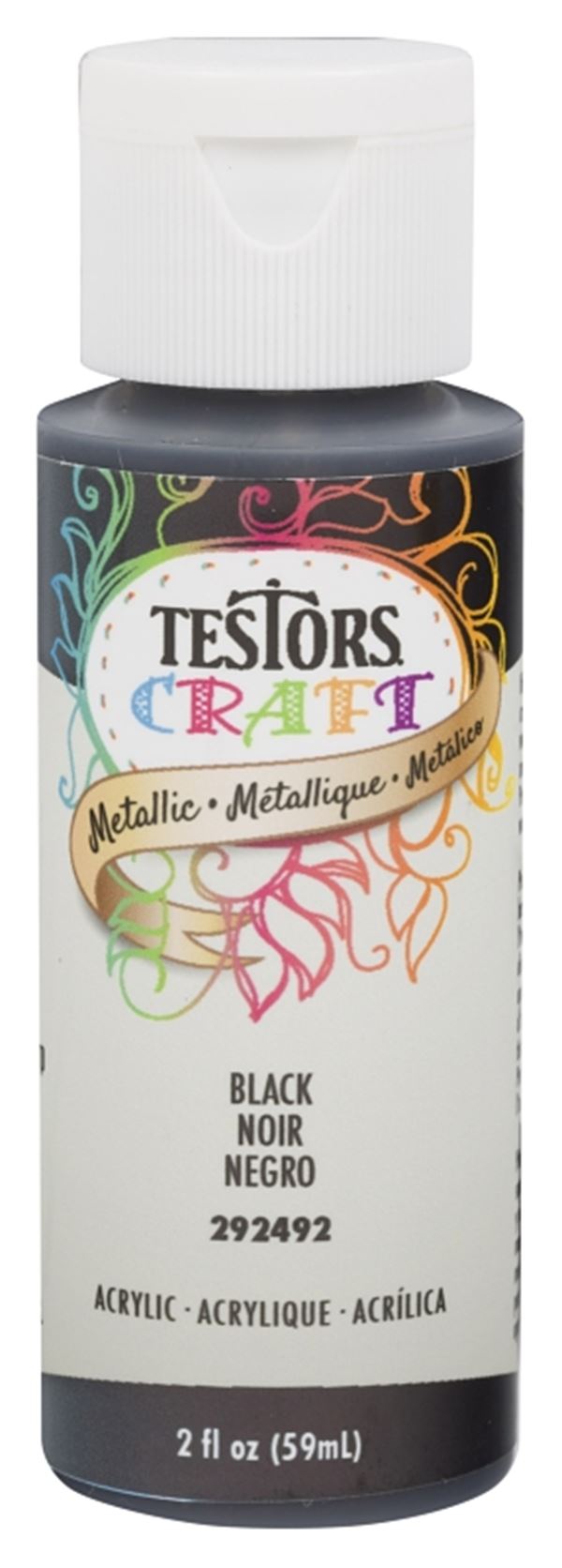 Testors 292492 Acrylic Craft Paint, Metallic, Black, 2 oz, Bottle