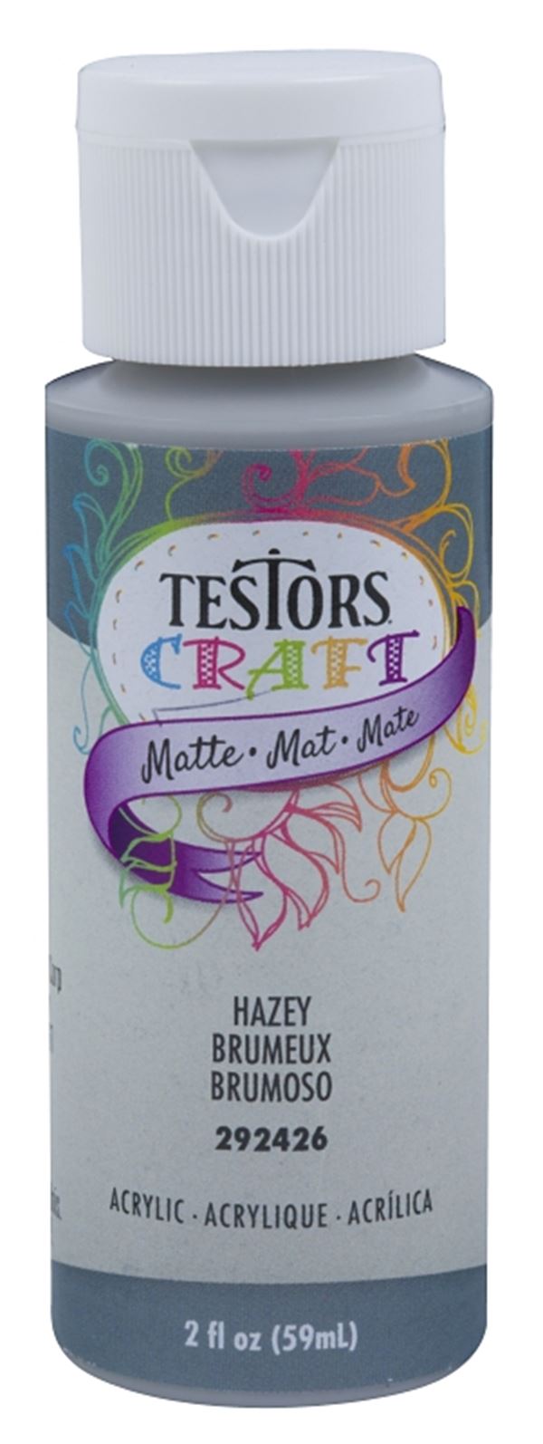 Testors 292426A Acrylic Craft Paint, Matte, Hazy, 2 oz, Bottle